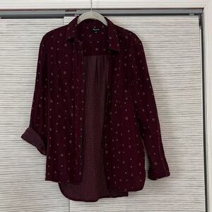 Madewell Dark Red Patterned Button-Down Shirt